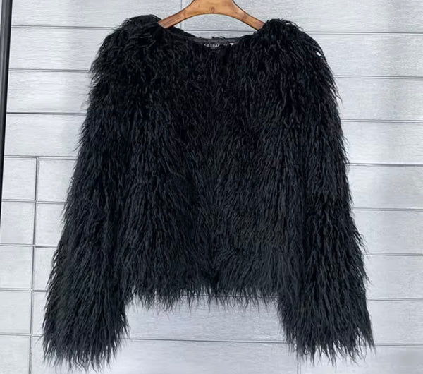 Women Color Fashion Faux Fur Jacket