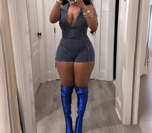 Women Fashion Ribbed Sleeveless Solid Color Romper