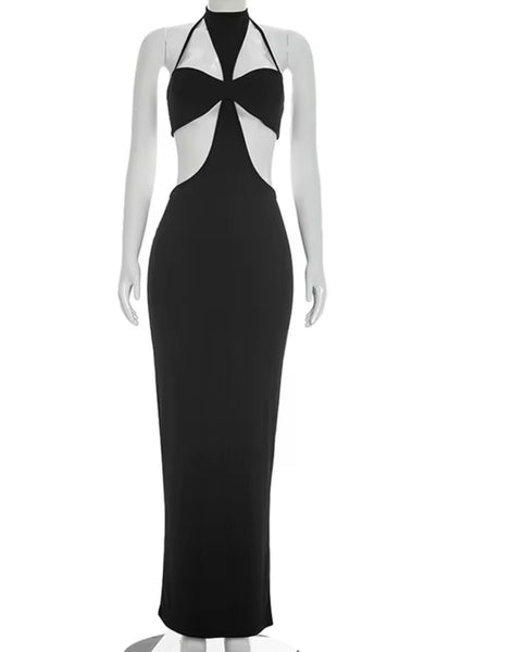 Women Halter Sleeveless Cut Out Maxi Dress