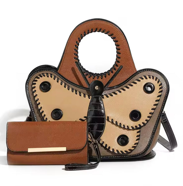 Women Fashion Butterfly Wallet Handbag Purse Set