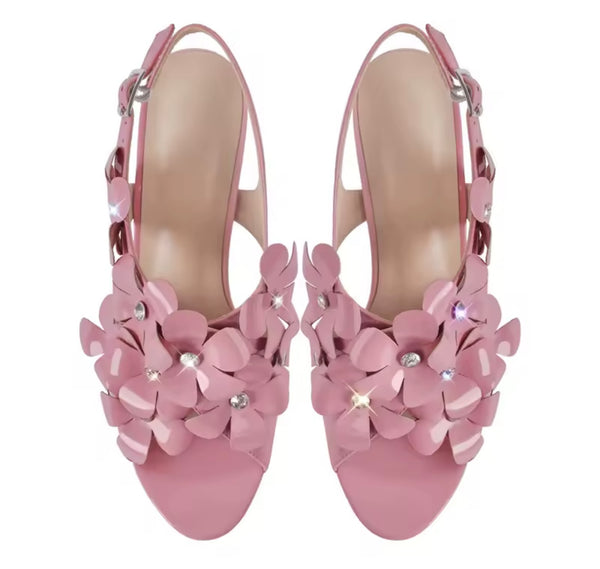 Women Fashion Floral High Heel Platform Ankle Strap Sandals