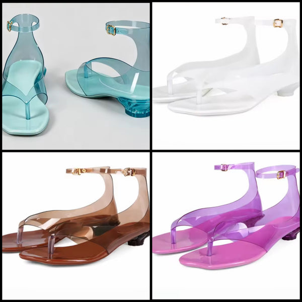 Women Fashion Color Transparent Jelly Sandals