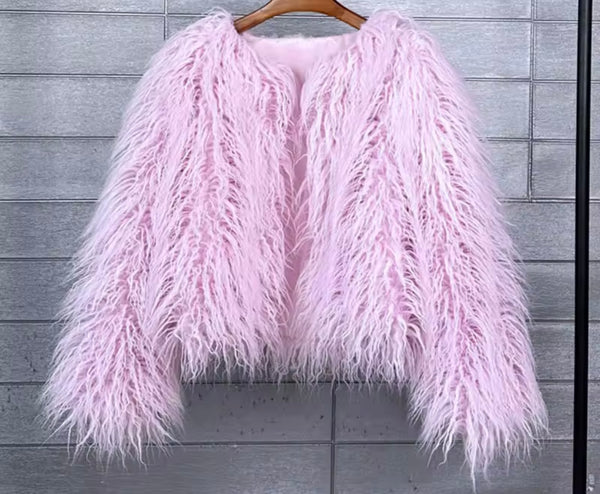 Women Color Fashion Faux Fur Jacket