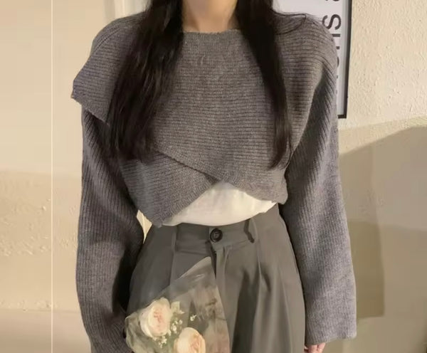 Women Fashion Knitted Wrap Sweater