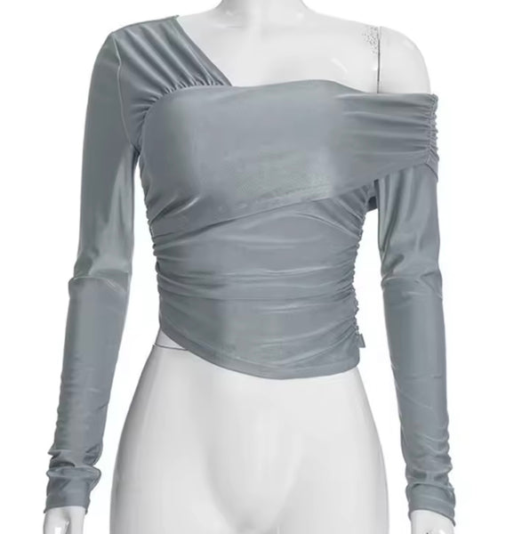 Women One Shoulder Full Sleeve Fashion Two Sleeve Pant Set