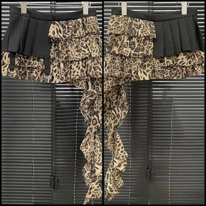 Women Sexy Fashion Ruffled Leopard Print Skirt