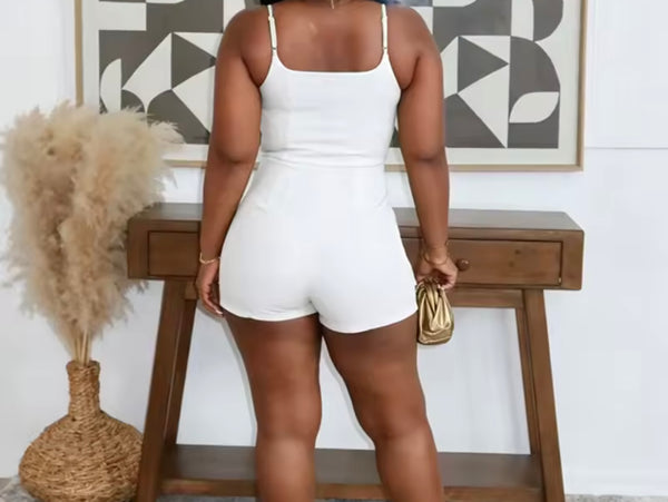 Women Button Sleeveless Fashion Blazer Romper