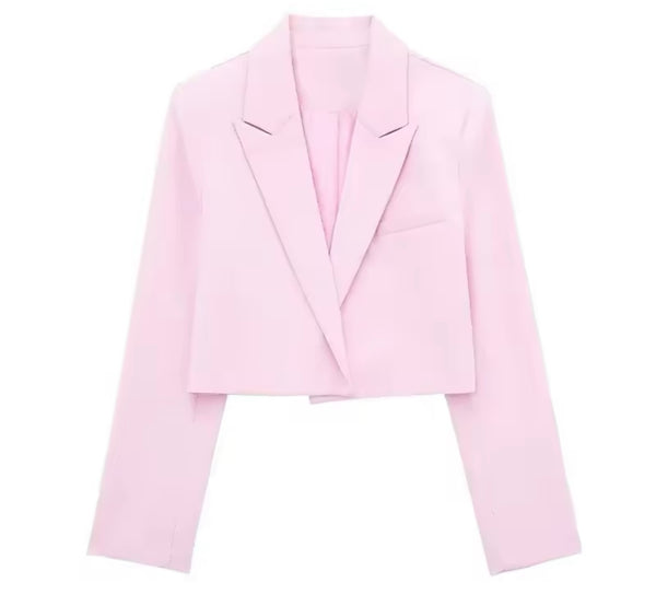 Women Sexy Fashion Color Blazer Two Piece Skirt Set