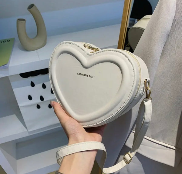 Women Fashion Heart Shaped Faux Leather Handbag Purse