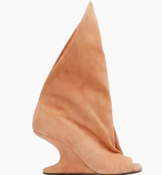 Women Fashion Open Toe Wedge Platform Ruched Boots