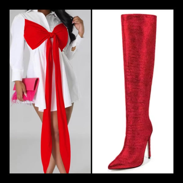 Women Color High Heel Fashion Knee High Boots