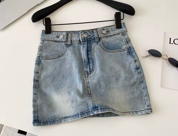Women Sexy Fashion Pocket Retro Denim Skirt