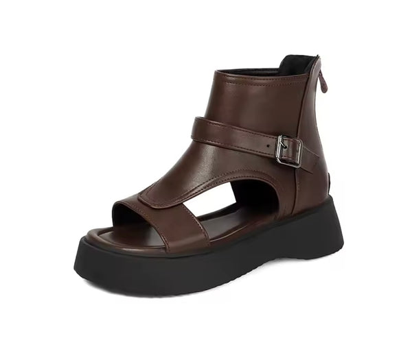 Women Fashion Faux Leather Buckled Platform Sandals