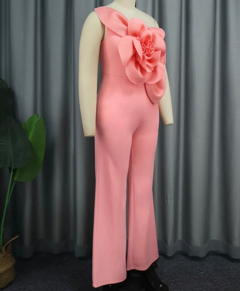 Women Sexy Flower One Shoulder Sleeveless Jumpsuit
