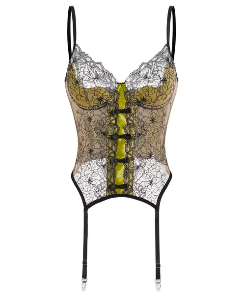 Women Sexy Color Patchwork Floral Lace Lingerie Set