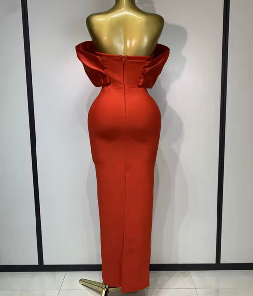 Women Strapless Rhinestone Patchwork Sexy Maxi Dress