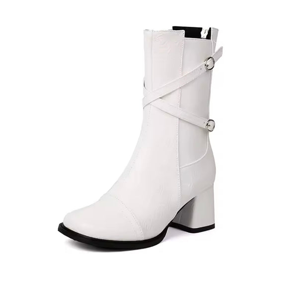 Women Fashion Criss Cross Buckled Ankle Boots