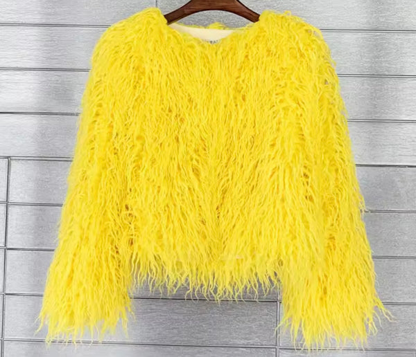 Women Color Fashion Faux Fur Jacket
