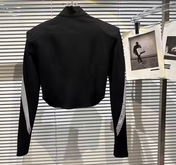 Women Black Fashion Zip Up Jacket