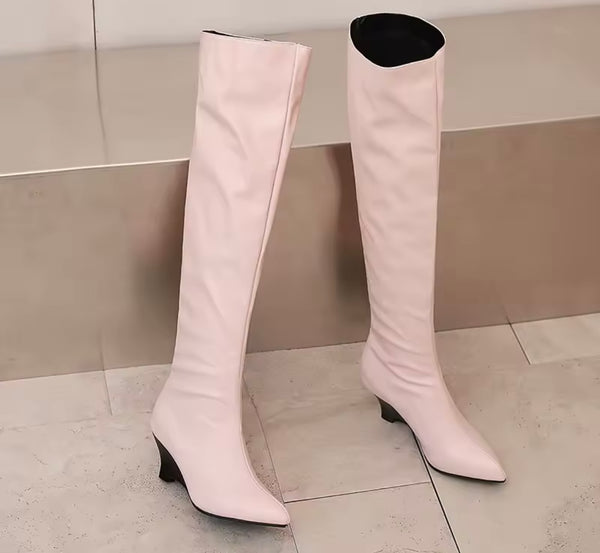 Women Color Fashion Over The Knee Wedge Boots