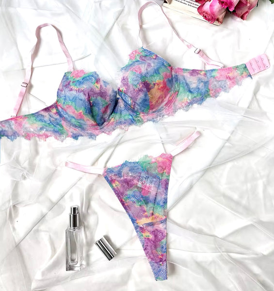 Women Sexy Colorful G-String Lingerie Set