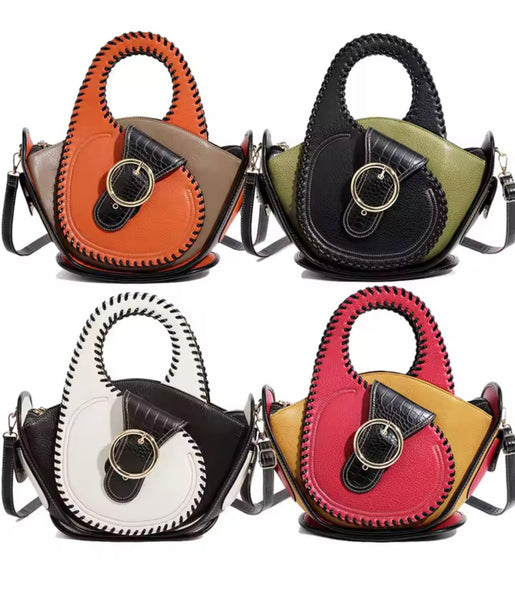 Women Fashion Color Patchwork Buckled Leather Wallet Purse Se