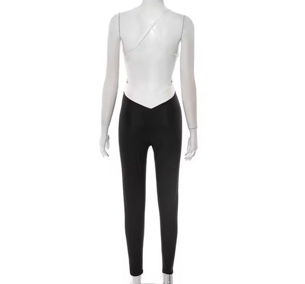 Women Sexy Sleeveless Open Back Cut Out Jumpsuit