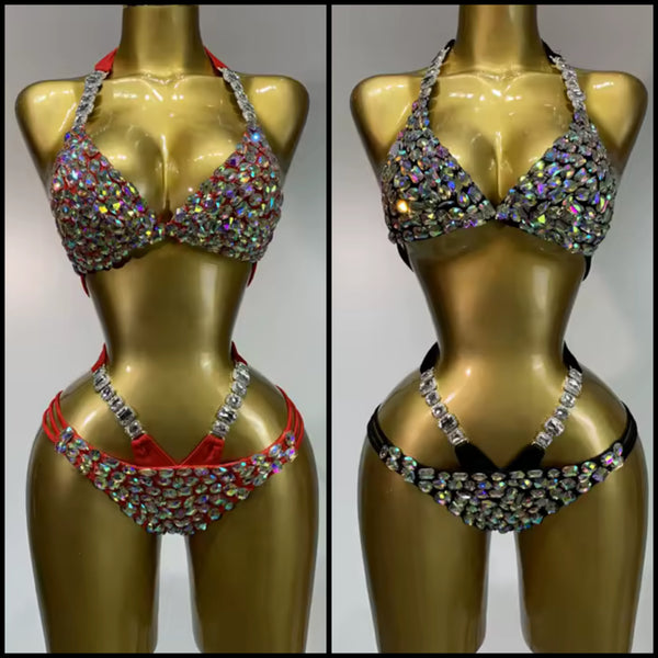Women Sexy Halter Rhinestone Bikini Swimsuit