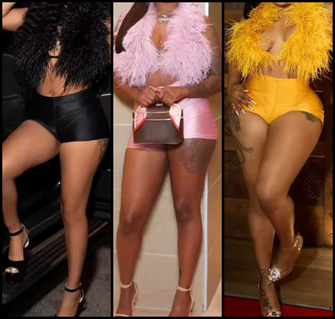 Women Sexy Sleeveless Color Feather Two Piece Short Set