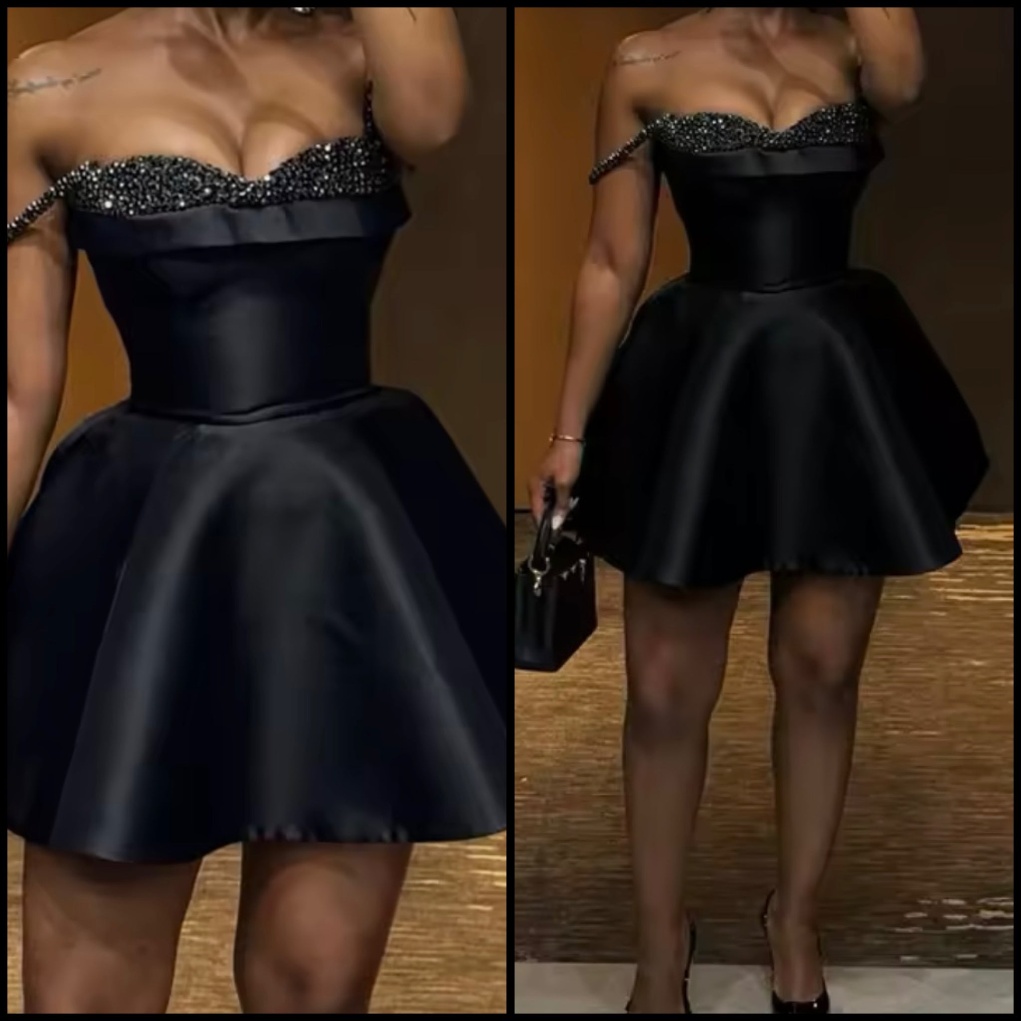 Women Sexy Black Sequins Patchwork Sleeveless Dress