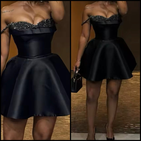 Women Sexy Black Sequins Patchwork Sleeveless Dress