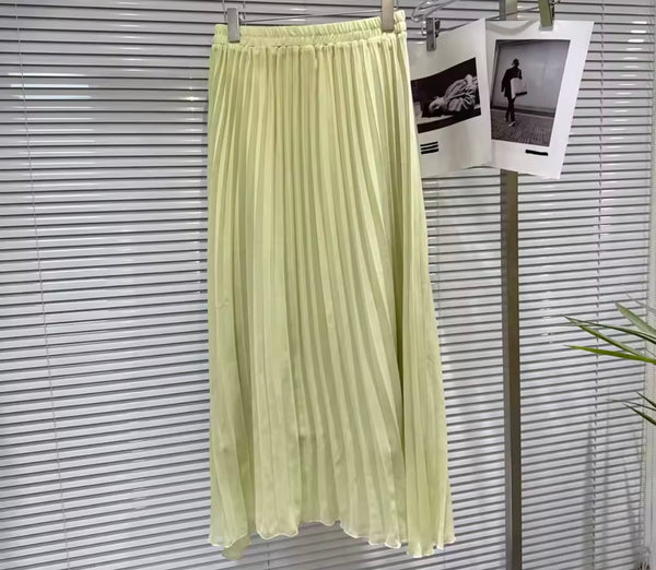 Women Sleeveless Pleated Two Piece Maxi Skirt Set