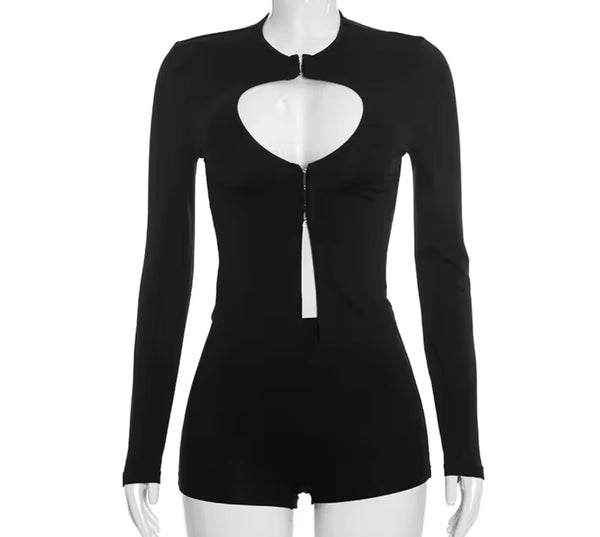Women Cut Out Sexy Full Sleeve Two Piece Short Set