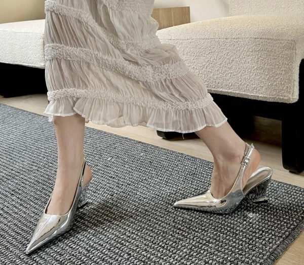 Women Fashion Pointed Toe Patent Leather Platform Shoes