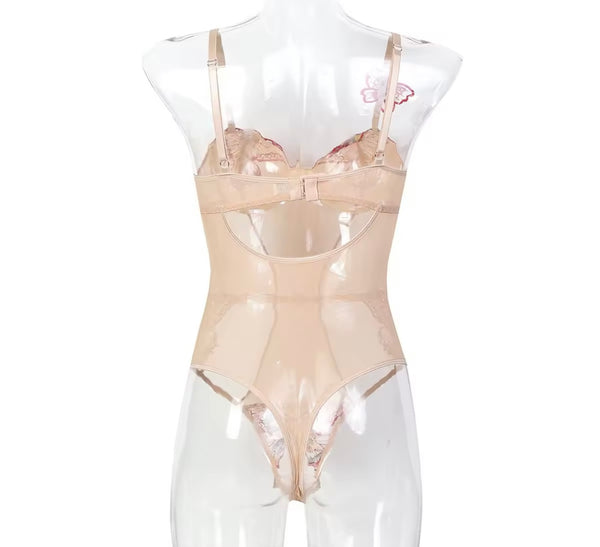 Women Sexy Sleeveless Butterfly Mesh Bodysuit Lingerie