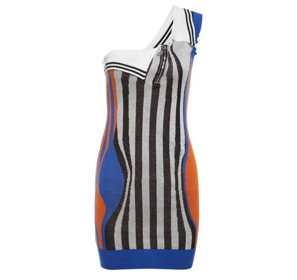 Women Sexy Sleeveless Colorful Striped Dress