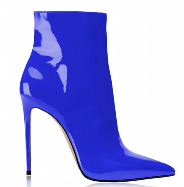 Women Color Fashion Patent Leather High Heel Ankle Boots