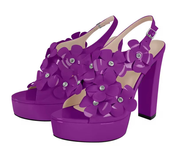 Women Fashion Floral High Heel Platform Ankle Strap Sandals