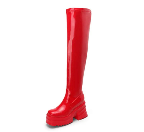 Women Fashion Ankle/Mid/Knee High Patent Leather Boots