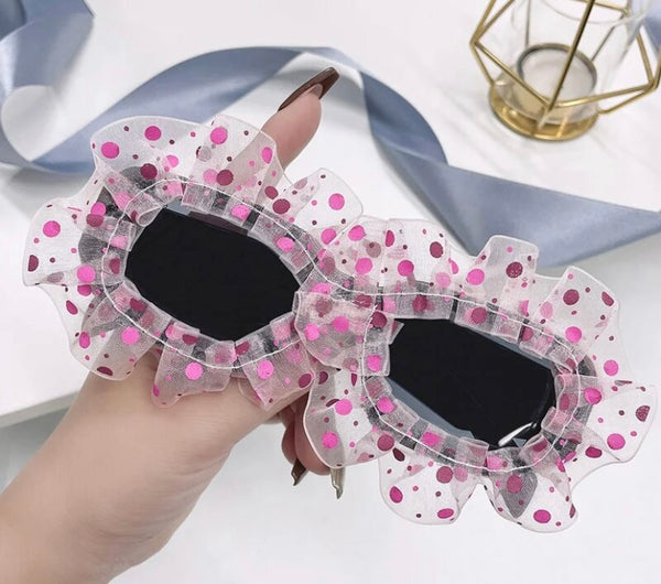 Women Fashion Polka Dot Ruffled Glasses