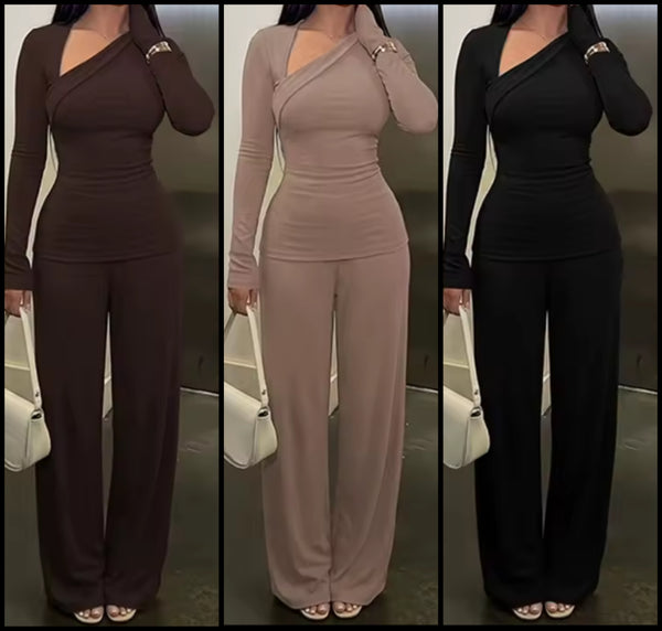 Women Slant Full Sleeve Fashion Two Piece Pant Set