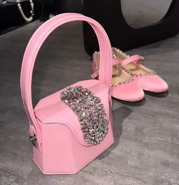 Women Color Rhinestone Fashion Handbag Purse