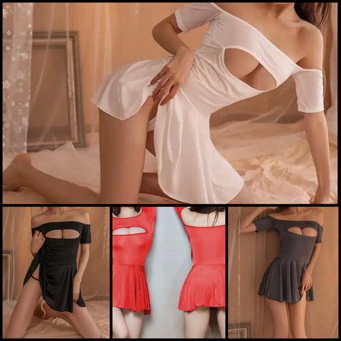 Women Sexy Off The Shoulder Cut Out Lingerie