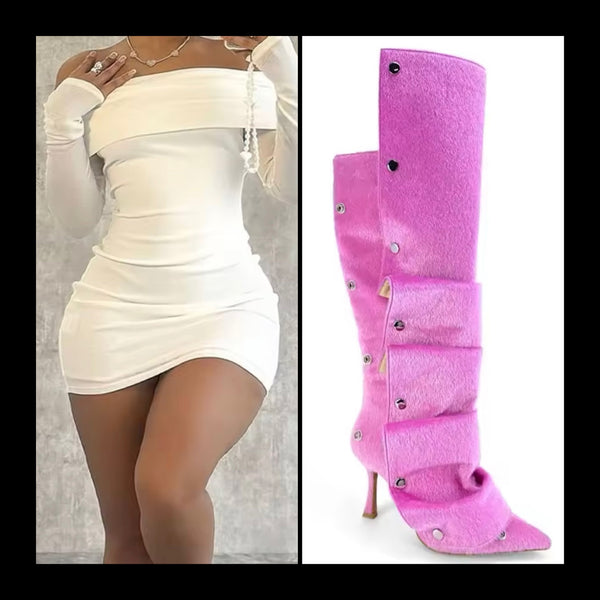 Women Sexy Solid Color Off The Shoulder Full Sleeve Dress