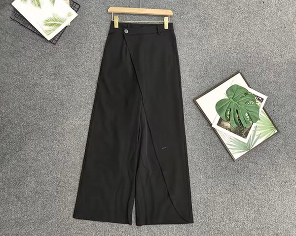 Women Black One Shoulder Blazer Fashion Two Piece Wrap Pant Set