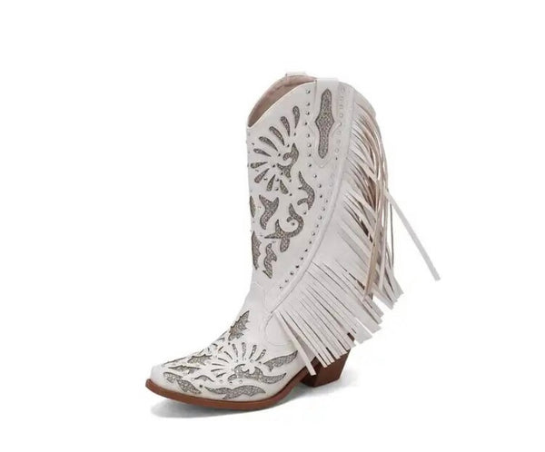 Women Tassel Rivet Fashion Western Boots