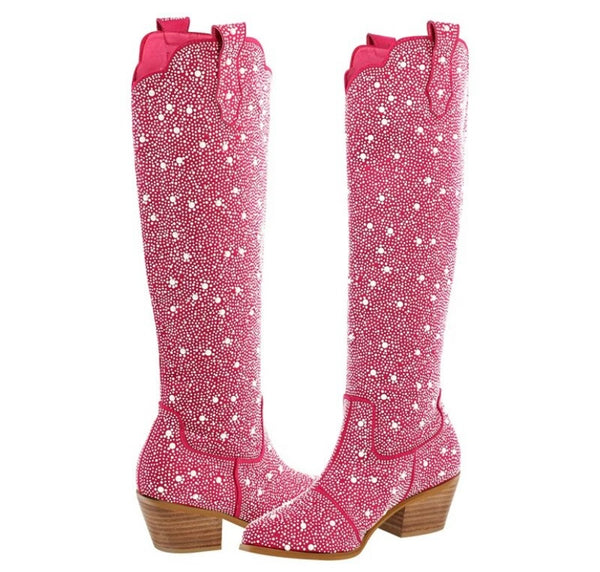Women Bling Fashion Knee High Western Boots