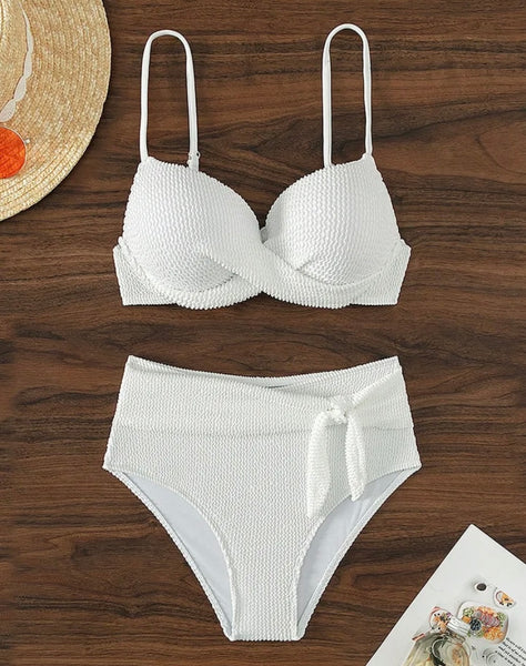 Women White Tie Up Sexy Bikini Swimsuit