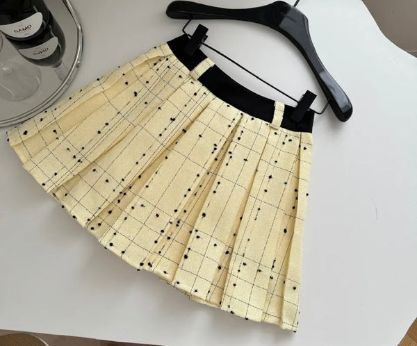 Women Button Up Full Sleeve Two Piece Pleated Skirt Set
