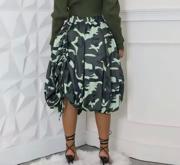 Women Printed Drawstring Fashion Skirt